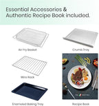 Retro Style Infrared Heating Air Fryer Toaster Oven, Extra Large Countertop Convection Oven 10-in-1 Combo, 6-Slice Toast, Enamel Baking Pan Easy Clean with Recipe Book, Green Color