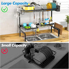 SNSLXH［2-Tier 4 Baskets］Over The Sink Dish Drying Rack, 24.8"-35.4", Large Sink Rack for Kitchen, Extensible and Adjustable, Saving Kitchen Space