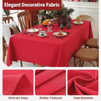 Laolitou Table Cloth Rectangle Linen Waterproof Textured Red Tablecloth, Washable Wrinkle Free Spill Proof Fabric Tablecloths for Dining Table Farmhouse Kitchen Holiday, 60x84 Inch