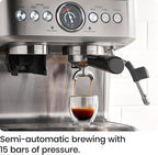 Chefman Crema Supreme 15 Bar Espresso Machine with Milk Frother, Barista Steam Wand, Professional Coffee Maker with Coffee Grinder, 30 Grind Settings, 3L Removable Water Tank - Stainless Steel