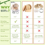 2 Tier Bamboo Steamer- 10" Baskets With Handle, Silicone Liner, Adapter, Molder Press For Cooking Vegetables Dumpling Press & Dough Cutter for Steaming Chinese Asian Food & Bao Bun, Dim Sum Potsticker