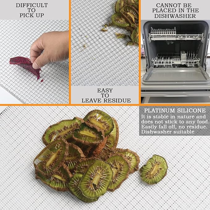 Mesh Silicone Dehydrator Sheets, 10x11 in 10 Pcs/Sets for Food Dehydrator & Freeze Dryer (10x11 INCH Mesh Silicone Dehtdrator Sheet)