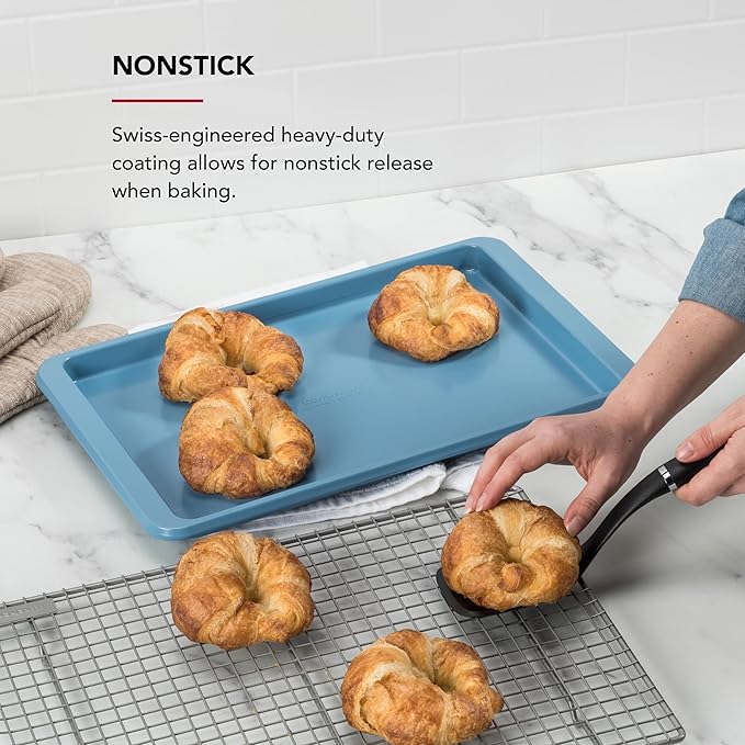 KitchenAid 10x15in Nonstick Aluminized Steel Baking Sheet, Blue Velvet