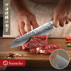Sunnecko Gyuto Chef Knife 8 Inch, Damascus Kitchen Knife Japanese Chefs Knife Vg10 High Carbon Stainless Steel Kiritsuke Knife