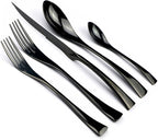20-Piece 18/10 Stainless Steel Serrated Steak Knife Flatware Set, Mirror Polishing Black, Service for 4