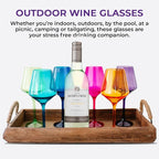 Unbreakable Stemmed Wine Glasses – Colored Wine Glasses Set of 6 Plastic Drinking Glasses Wine, Water – Acrylic Wine Gifts for Birthday Women Party, Stylish Glasses for Parties & Everyday (Jewel)