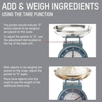 Taylor Mechanical Kitchen Weighing Food Scale with Bowl, Weighs up to 11lbs, Measures in Grams and Ounces, Food Scales for Kitchen, Storm Blue