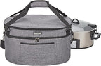 HOMEST Slow Cooker Bag for Crock-Pot 6-8 Quart, Insulated Travel Carrier with Easy to Clean Lining, Carry Case with Top Zip Compartment and Accessory Pocket