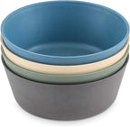 WeeSprout Bamboo Kids Bowls, Set of Four 10 oz Kid-Sized Bamboo Bowls, Dishwasher Safe Kid Bowls (Blue, Green, Gray, & Beige)