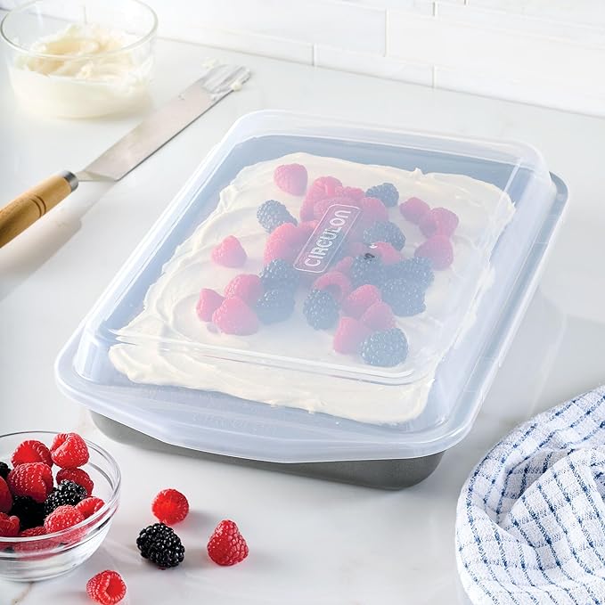 Circulon Total Nonstick Baking Pan With Lid / Nonstick Cake Pan With Lid, Rectangle - 9 Inch x 13 Inch, Gray