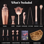 Bartender Kit with Bamboo Stand, 12 Piece 25oz Cocktail Shaker Set with All Essential Bar Tools Set for Drink Mixing, Ideal Gifts for Cocktail Lovers, Home Bar Bartending Kit with Cocktail Recipes