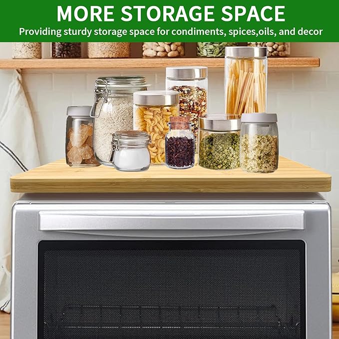 Space-Saving Bamboo Cutting Board with Non-Slip Silicone Feet and Built-in Handle for Panasonic NB-G110P FlashXpress Toaster Oven, Countertop Oven Accessories