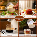 YARRAMATE 6 oz/180ML Glass Measuring Cup with Wooden Handle – Espresso Shot Cups, Ribbed Milk Frothing Pitcher, Dual Scale Markings, V-Shaped Mouth for Easy Pouring
