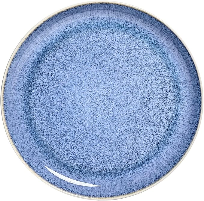 Sango Cove 12-Piece Blue Stoneware Dinnerware Set – Service for 4, Plate & Bowl Set, Blue with a White Speckled Underglaze, for Daily Dining & Entertainment, Microwave & Dishwasher Safe
