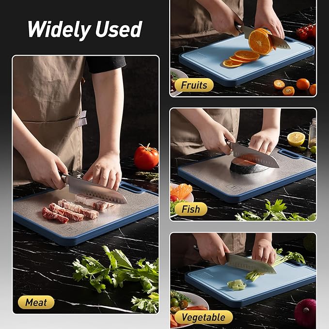 2 Packs Titanium Cutting Boards for Kitchen Chopping Board Butcher Block 2 in 1 Pure Titanium and Wheat Straw PP Mother Day Best Mama Mommy Ever Mother In Law Gifts Stepmom Grandma Gigi Nana Present