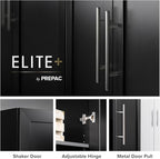 Prepac Elite Accent Cabinet with Panel Doors, Black Storage Cabinet, Bathroom Storage, Pantry Cabinet with 3 Shelves 16.75" D x 32" W x 65" H