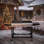 Royal Gourmet GD401 Portable Propane Gas Grill and Griddle Combo with Side Table | 4-Burner, Folding Legs,Versatile, Outdoor | Black 66 Inch