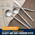 BirdyFly Silverware Set, 20 Piece Stainless Steel Flatware Set Service for 4, Cutlery Set, Include Knives/Forks/Spoons, Dishwasher Safe