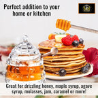 M&N HOME Honey Dish with 3 Dippers, Honey Jar, Large Glass Honey Pot storage with Lid and Inscribed Wooden Honey Dippers, Glass Honey Dispenser Thank You Gift,