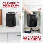 DASH Tasti-Crisp™ Electric Air Fryer Oven, 2.6 Qt., Black – Compact Air Fryer for Healthier Food in Minutes, Ideal for Small Spaces - Auto Shut Off, Analog, 1000-Watt