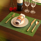 Green Placemats Set of 8 - Wipe Clean Vinyl Placemats - Washable Heat Resistant PVC Placemats for Dining Table - 17x12 Inch (Green, 8)