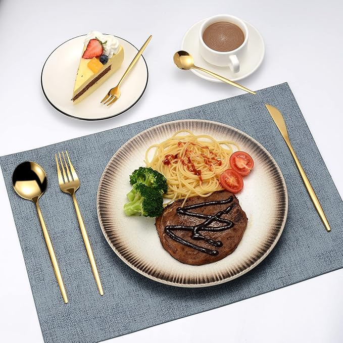 Mirror Gold Silverware Set 20-Piece, Stainless Steel Flatware Service for 4, LaienLife Unique Utensils Set with Long Fork and Spoon Teaspoon, Mirror Gold Flatware Set, Cutlery for Home Party Kitchen