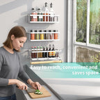 3 Pack White Spice Racks Wall Mount With Paper Towel Holder and Hooks for hanging,Space Saving Spice Rack Organizer for Spice Jars and Seasonings, Spice Organization for Cabinet, Pantry