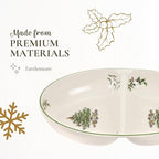 Spode Christmas Tree Divided Dish - 11.5" Festive Serving Tray for Holiday Parties, Seasonal Events - Fine Earthenware, Decorative Christmas Dinnerware, Microwave & Dishwasher Safe
