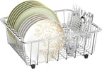 JAQ Dish Drying Rack in-Sink, 304 Stainless Steel Dish Drainer with Stainless Steel Silverware Holder Over Inside Sink-Adjustable 15.16" to 20.59" Maximium 13 Upright Dishes