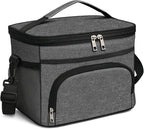 24 Cans/15L Insulated Lunch Bag for Women Men Adults Fit and Fresh Lunchbox Containers Soft Lunch Tote Cooler Bag for Work Home Outdoor Travel Hiking Picnic Beach with Straps (Gray)