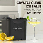 Berlinzo Premium Clear Ice Ball Maker Mold - 4 Large 2.1-inch Crystal Clear Ice Spheres for Whiskey & Cocktails - Easy-to-Remove Ice Round Mold - Storage Bag & Silicone Inserts Included (Non-Electric)