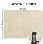Softalker Vinyl Placemats Set of 6 - Faux Leather Heat Resistant Place Mats, 100% Waterproof Oilproof Wipe Clean Table Mats for Indoor & Outdoor Use, 17’’×12’’, Beige