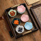 WHJY Pink Cherry Blossom Dish Set, Cute Pink Ceramic Plates, Sauce/Seasoning Dish, Sushi Dishes, Soy Dipping Bowl, Dessert, Appetizer Plates, Serving Dish for Kitchen Home – Set of 5