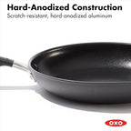 OXO Good Grips 9.5" Frying Pan Skillet, 3-Layered German Engineered Nonstick Coating, Stainless Steel Handle with Nonslip Silicone, Induction Suitable, Black