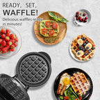 Mini Waffles Maker, Small Waffle Irons Non-stick, Breakfast Belgian Waffles, Mini Waffle Iron Make Waffle in Minutes, Portable Pancake Maker Machine for Kid, Easy to Clean, 5 Inches Wide, Black