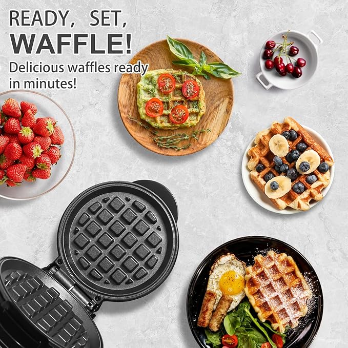 Mini Waffles Maker, Small Snowflake Waffle Irons Non-stick, Breakfast Belgian Waffles, Mini Waffle Iron Make Waffle in Minutes, Portable Pancake Maker Machine for Kid, Easy to Clean, 5 Inches Wide