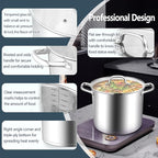 E-far 12 Quart Cooking Stock Pot, Large Stainless Steel Pot for Canning Simmering Stewing, Heavy Duty Cookware with Tri-ply Base for Induction Gas Stoves, Soup Pots with Glass Lid, Dishwasher Safe