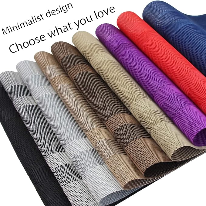 PIGCHCY Placemats,Washable Vinyl Woven Table Mats,Elegant Durable Placemats for Dining Table Set of 4 (18 x 12 inches, Navy Blue)