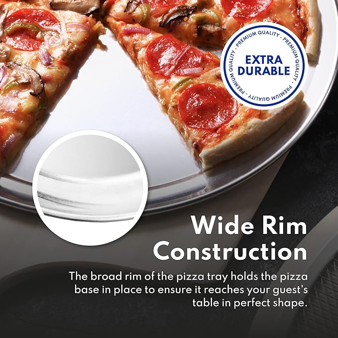 New Star Foodservice 536501 Pizza Pan/Tray, Wide Rim, Aluminum, 12 Inch