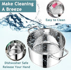 E-far 6 Quart Stock Pot with Lid, Stainless Steel Stockpot for Cooking Simmering Soup Pasta Sauce, with Tri-Ply Bottom & Visible Cover, Induction/Gas/Dishwasher Safe, Heavy Duty & Non Toxic