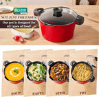 ACTIV CUISINE 8.5qt Pasta Pot with Strainer Lid, Cast Aluminum Stockpot Multipot, Nonstick Ceramic Coating make Cleanup easy with Tempered Glass Lid, Dishwasher Safe, Induction, Red