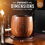 Oak & Hide Charred Oak Whiskey Glasses Wooden Set of 2 with 2 Premium Leather Coasters – Perfect Birthday, Anniversary, Bachelor, or Father’s Day Gift for Men