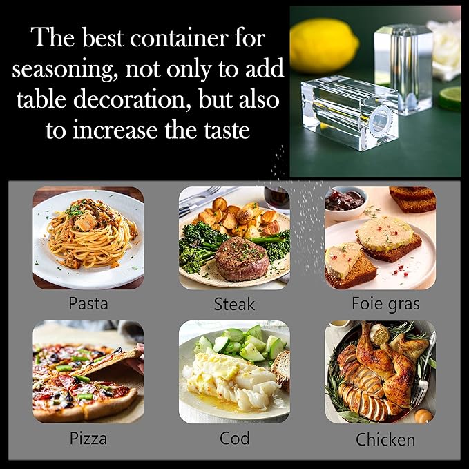 Set of 2 Refillable Seasoning Bottle Crystal Salt and Pepper Shakers Kitchen or Table Decor Salt Shaker Set