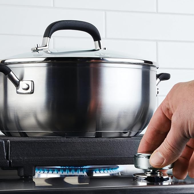 KitchenAid 71021 Stainless Steel Casserole with Lid, 4 Quart - Brushed Stainless Steel