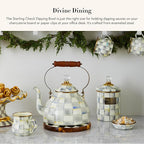 MACKENZIE-CHILDS Enamel Dipping Bowl, Small Serving Bowl for Entertaining, Gray-and-White Sterling Check