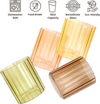 Fall Glassware Set of 4 14oz Ribbed Drinking Glasses for Autumn Table Décor Cozy Gatherings Thanksgiving Centerpiece in Warm Autumn Tones Perfect Hostess Gift