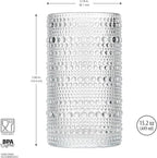 Glaver's Hobnail Drinking Glasses, Set of 4 Clear Vintage Beaded Glass Cups, 15 Oz. Cocktail Drinking Glassware Set, For Water Juice, Smoothies. Home, Dinner, Bar uses.