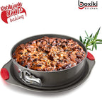 Boxiki Kitchen 10 Inch Nonstick Springform Pan, Professional Spring Form and Cheesecake Baking Mold, Leakproof Cake Pan with Silicone Handles