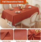 Laolitou Fall Tablecloth Rectangle Linen Waterproof Textured Burnt Orange Table Cloth, Washable Wrinkle Free Spill Proof Fabric Tablecloths for Thanksgiving Dining Table Kitchen Holiday, 60x104 Inch