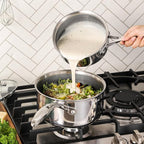 DELUXE Hybrid Ceramic Nonstick 1.3-Quart Saucepan with Tempered Glass Lid, Stainless Steel Pot with Stay-Cool Handle, Dishwasher Oven Safe, Induction Ready, Compatible with All Cooktops